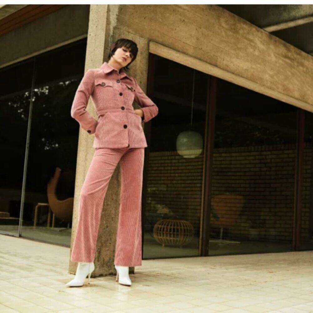 Alexa Chung Corduroy Two Piece Suit Jacket Blazer Pants Size 10 but fits like S